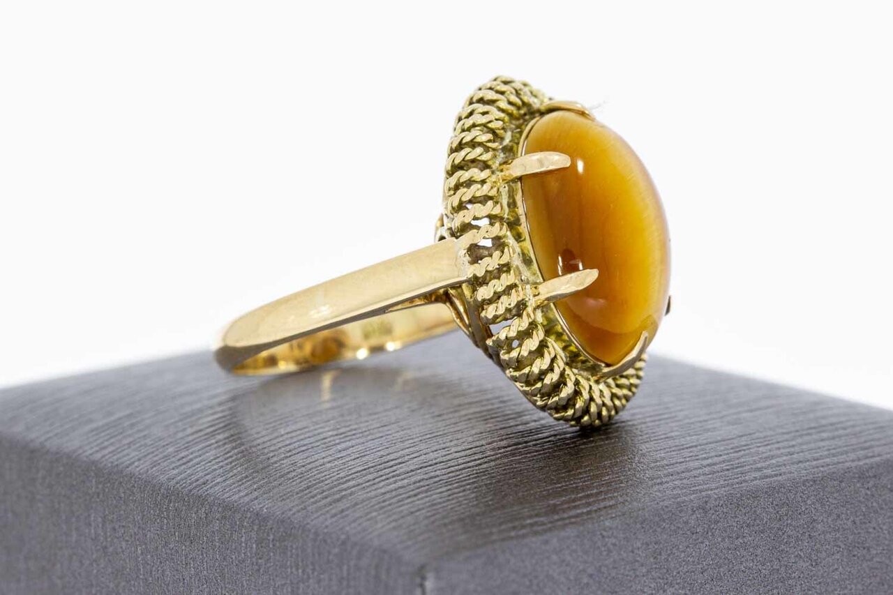 18 Karat goldene Vintage Ring mit Tijgeroog - 17,9 mm