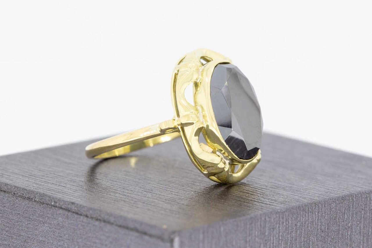 Retro Gold Ring 14 Karat mit Hämatit - 18,2 mm