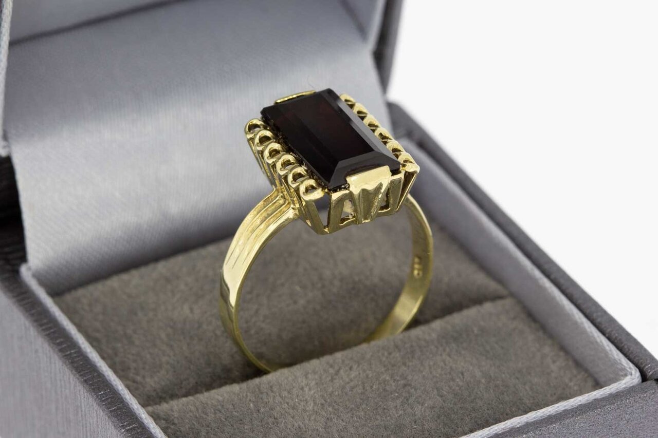 14 Karat gelb goldene Vintage Granat Ring - 19,1 mm