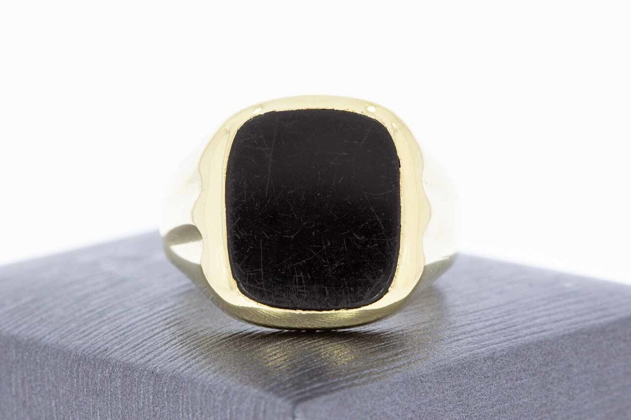 14 Karat Gold Onyx Siegelring Ring - 21,3 mm
