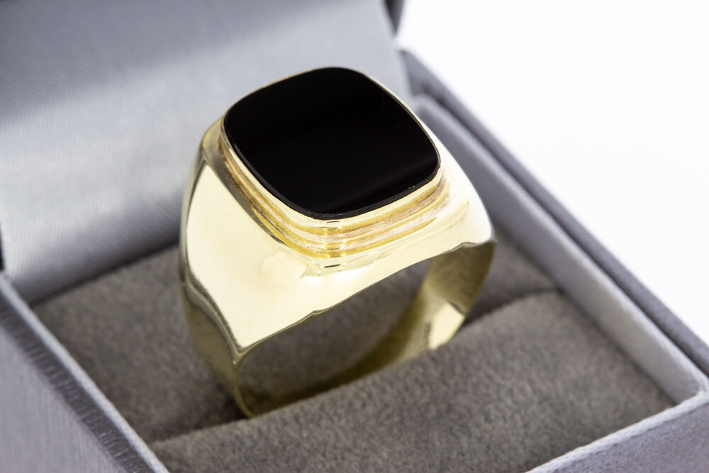 8 Karat Gold Onyx Siegelring - Ringgröße 21,7