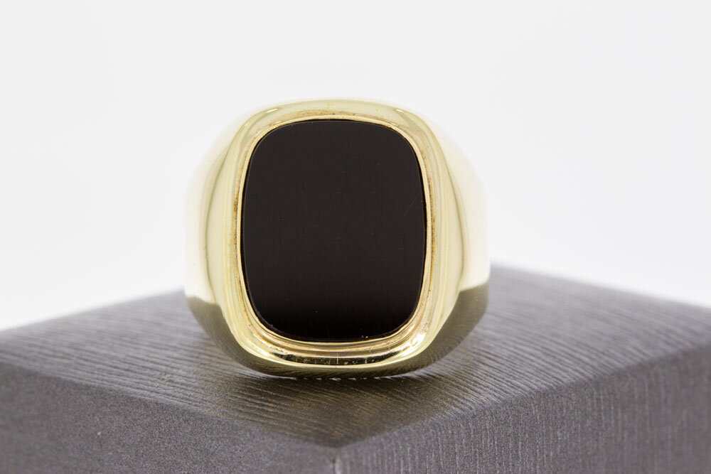8 Karat Gold Onyx Siegelring - Ringgröße 21,7