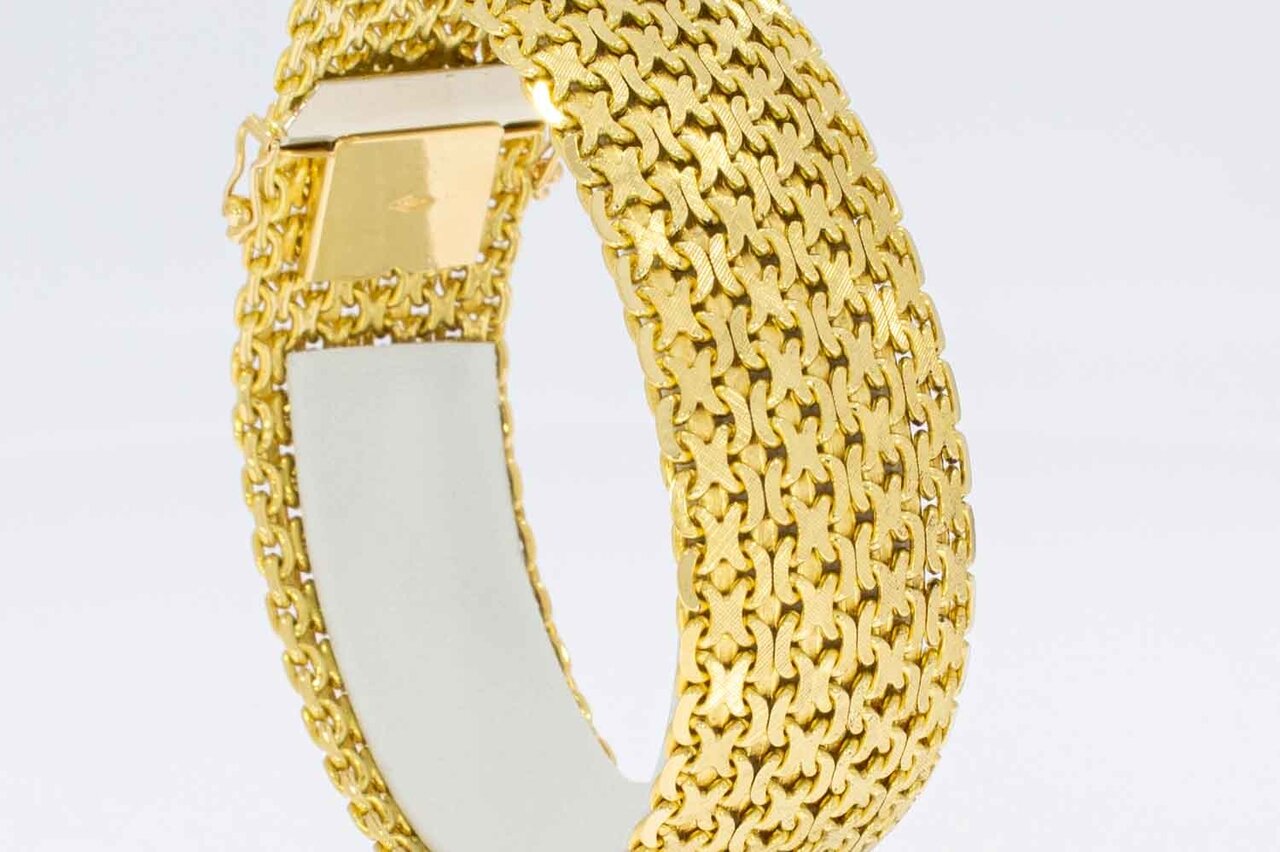 18 Karat Gold breit geflochtenes Armband - 19,1 cm