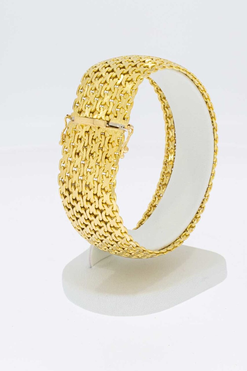 18 Karat Gold breit geflochtenes Armband - 19,1 cm