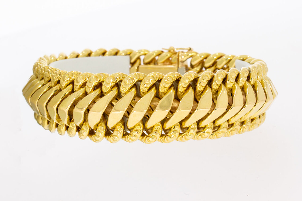 18 Karat  goldenes breites Gliederarmband - 21,1 cm