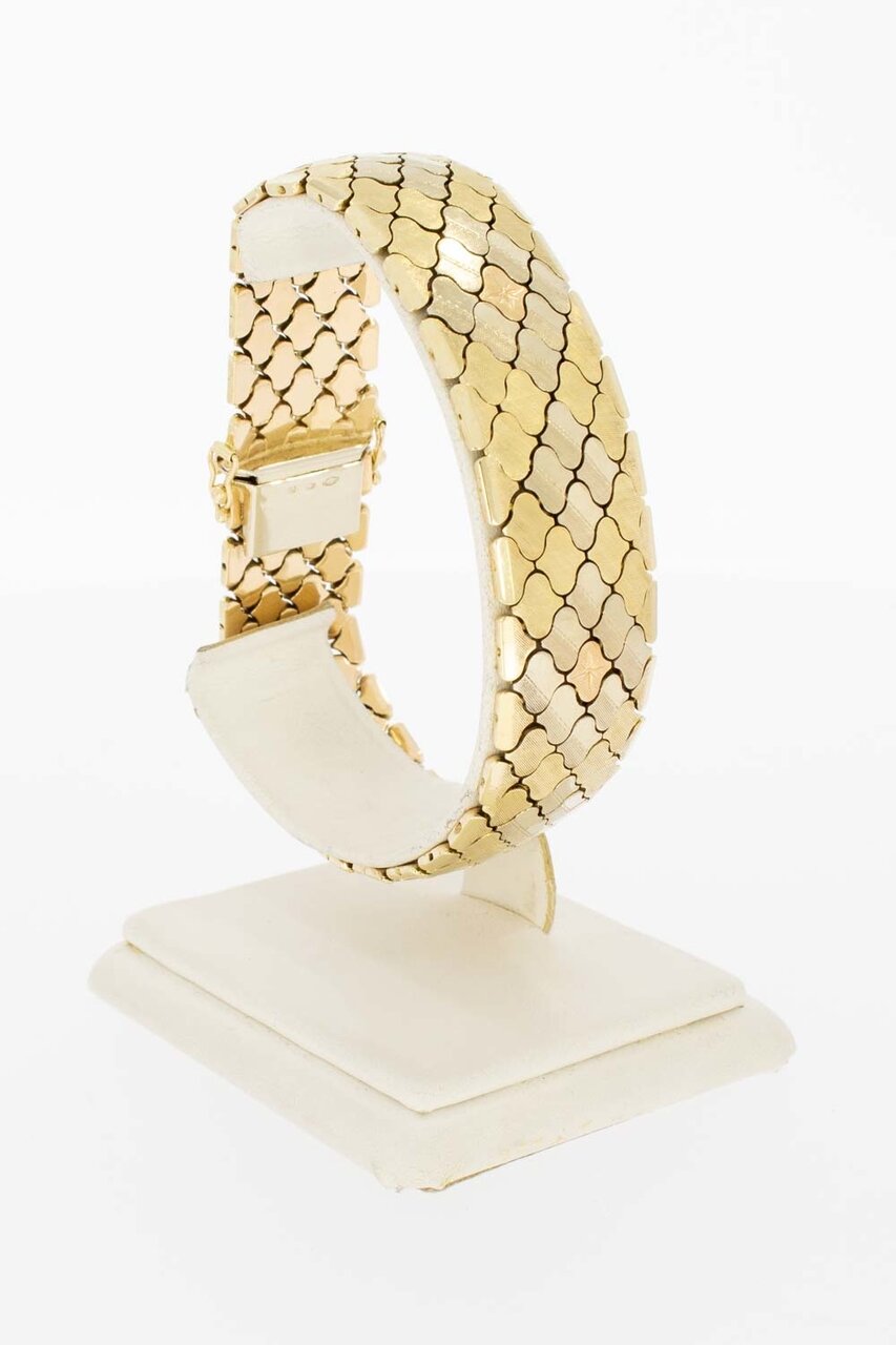 Breites figuriertes Gold Armband 14 Karat - 21 cm