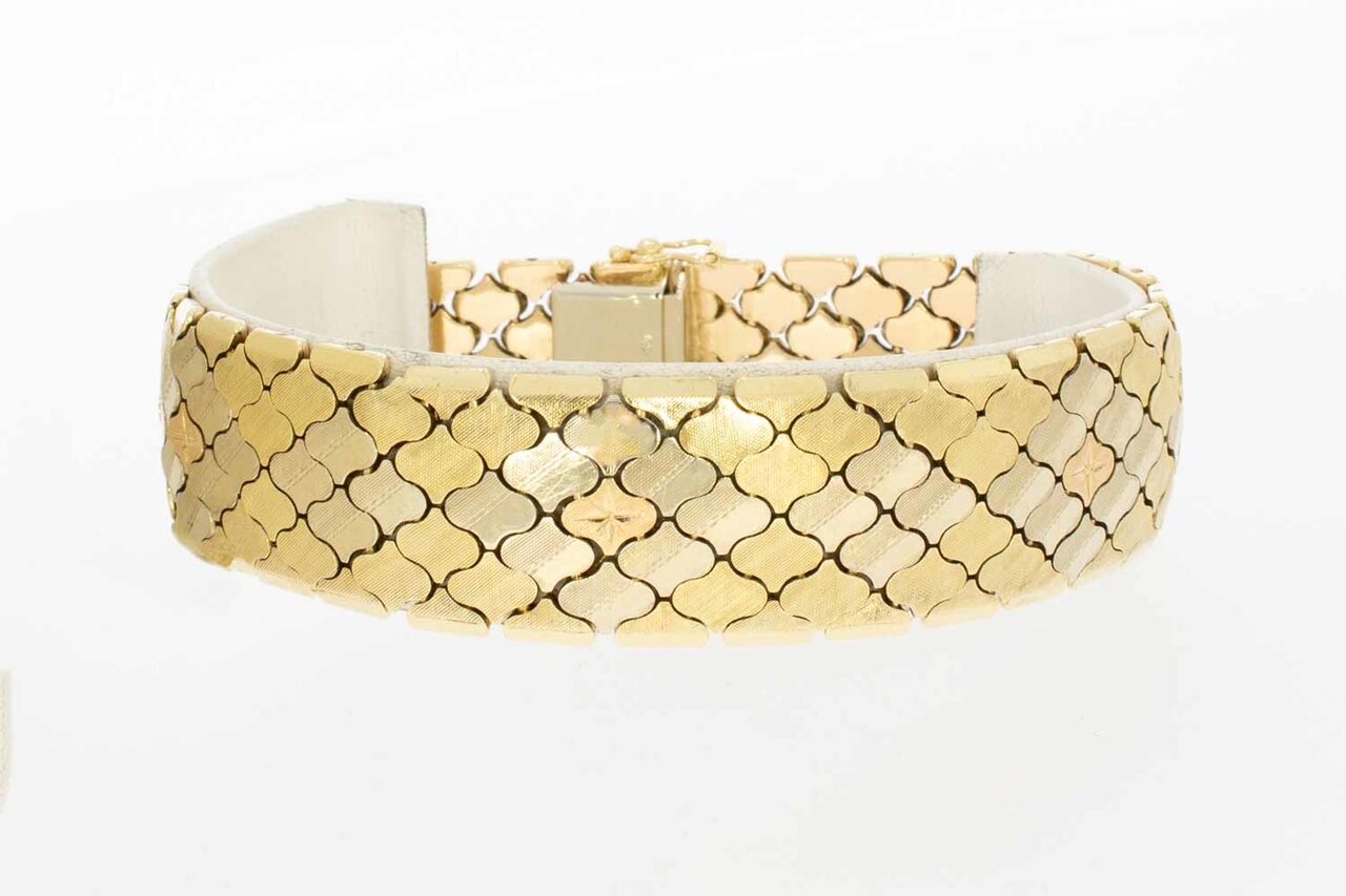 Breites figuriertes Gold Armband 14 Karat - 21 cm