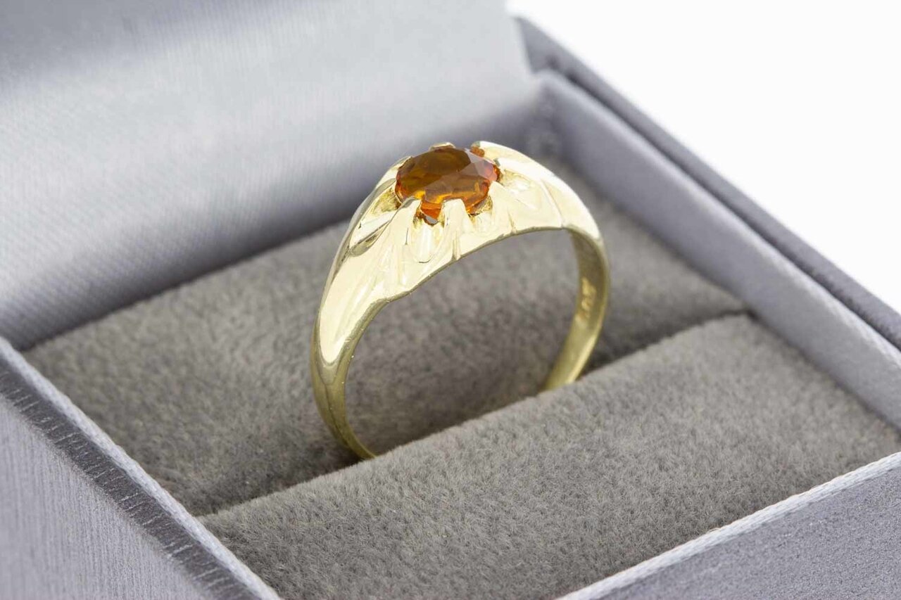 Citrin Ring 14 Karat Gold - 17.2 mm