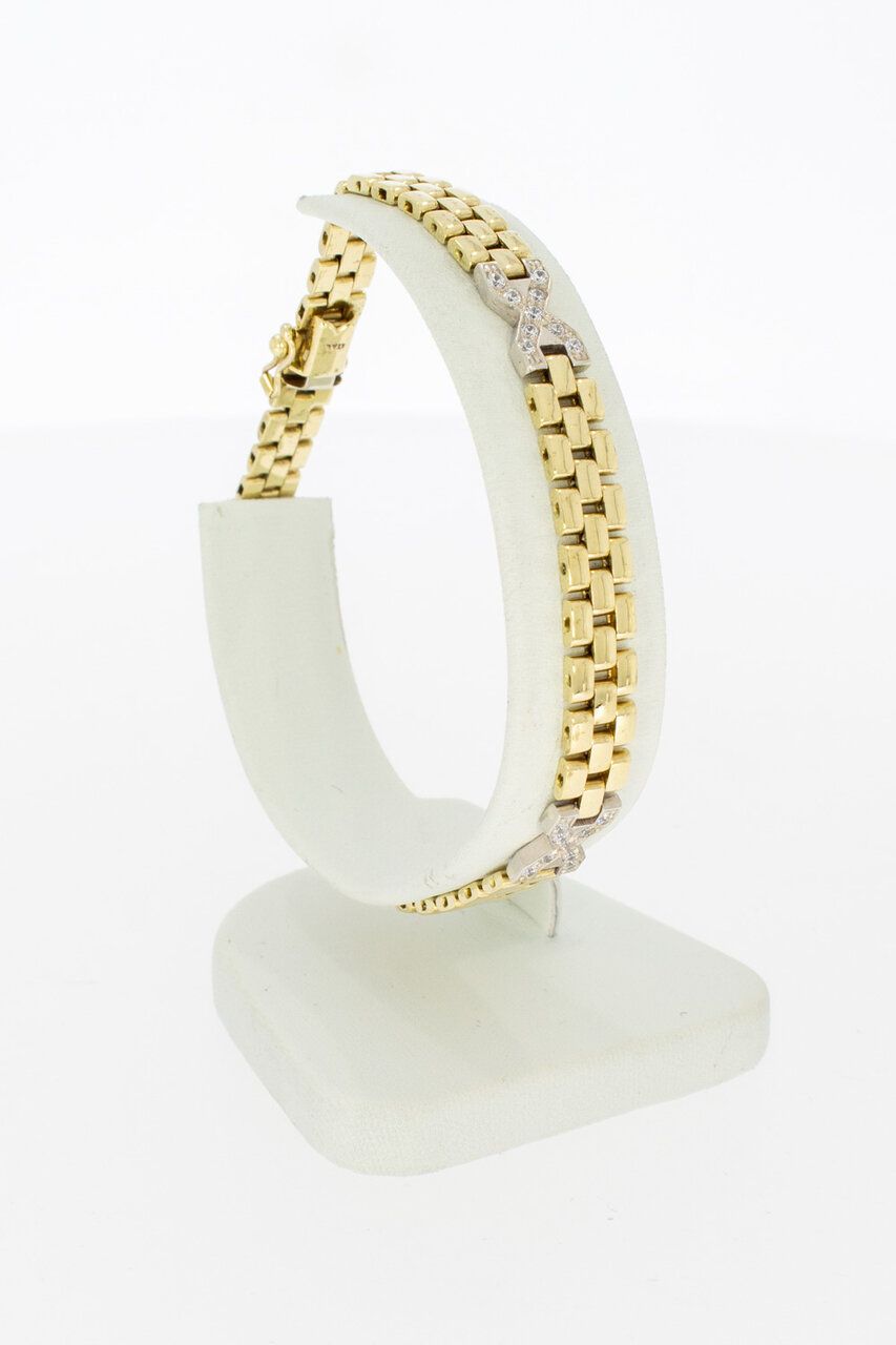 14 kt Goldarmband im Rolex-Stil mit Saphir - 19,8 cm
