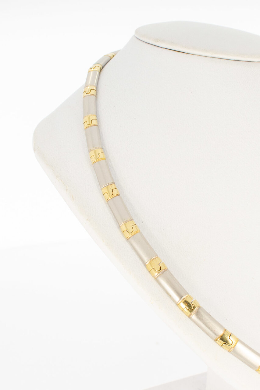 14 Karat Bicolor Goldbarren Halskette - 43 cm