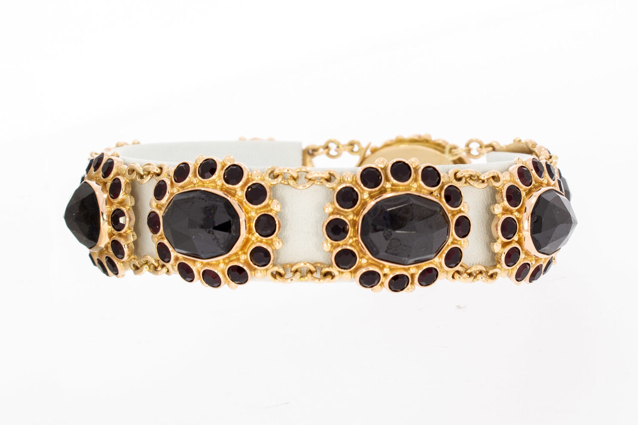 14 Karat Gold Vintage Armband mit Granat - 19 cm