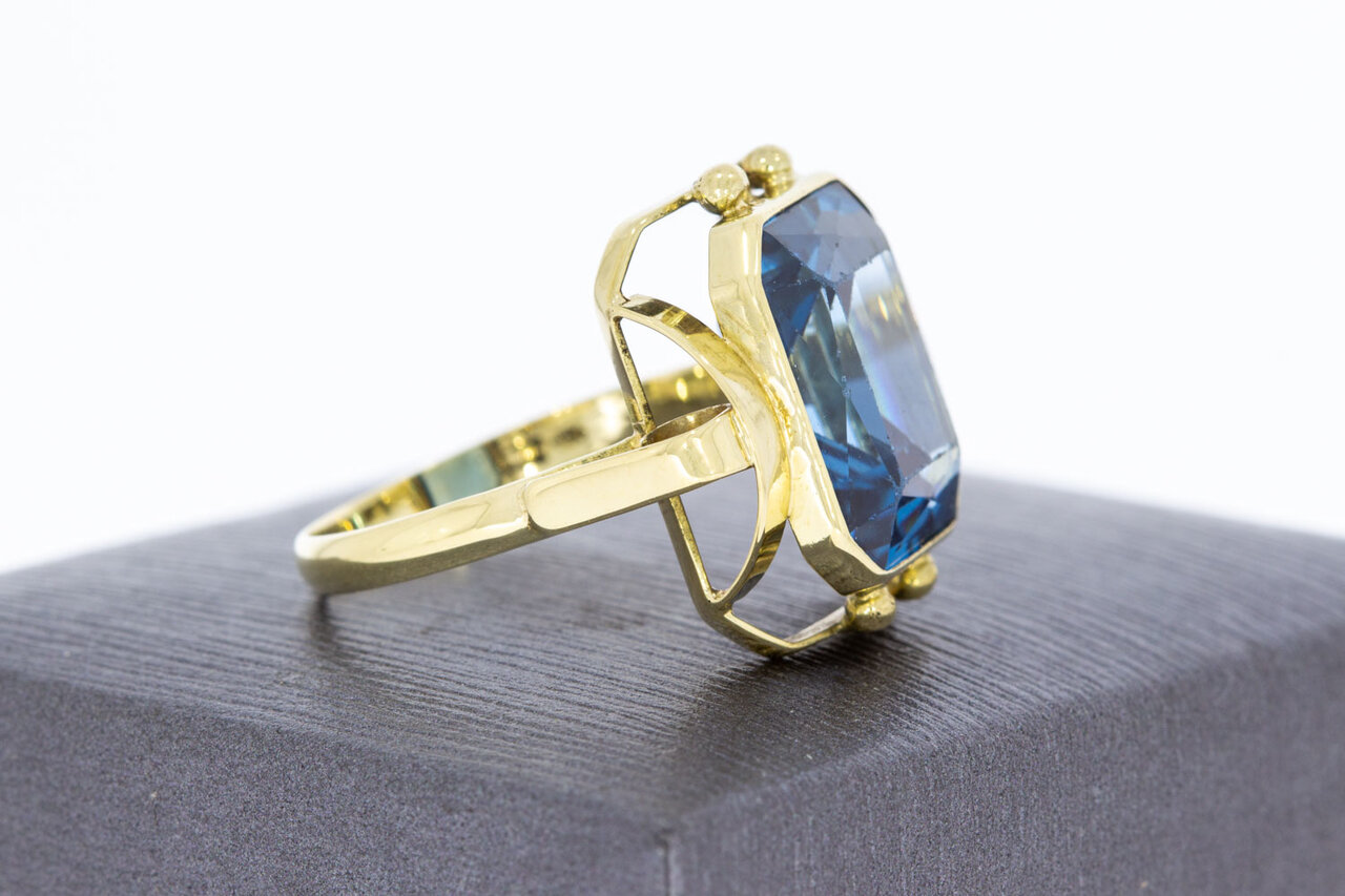 Vintage Aquamarin Ring 14 Karat Gold 19 mm