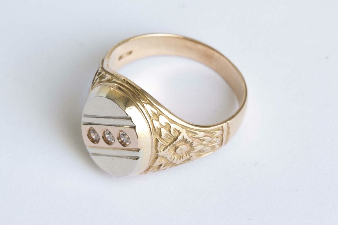 585 bicolor Gold Statement Ring - 20 mm