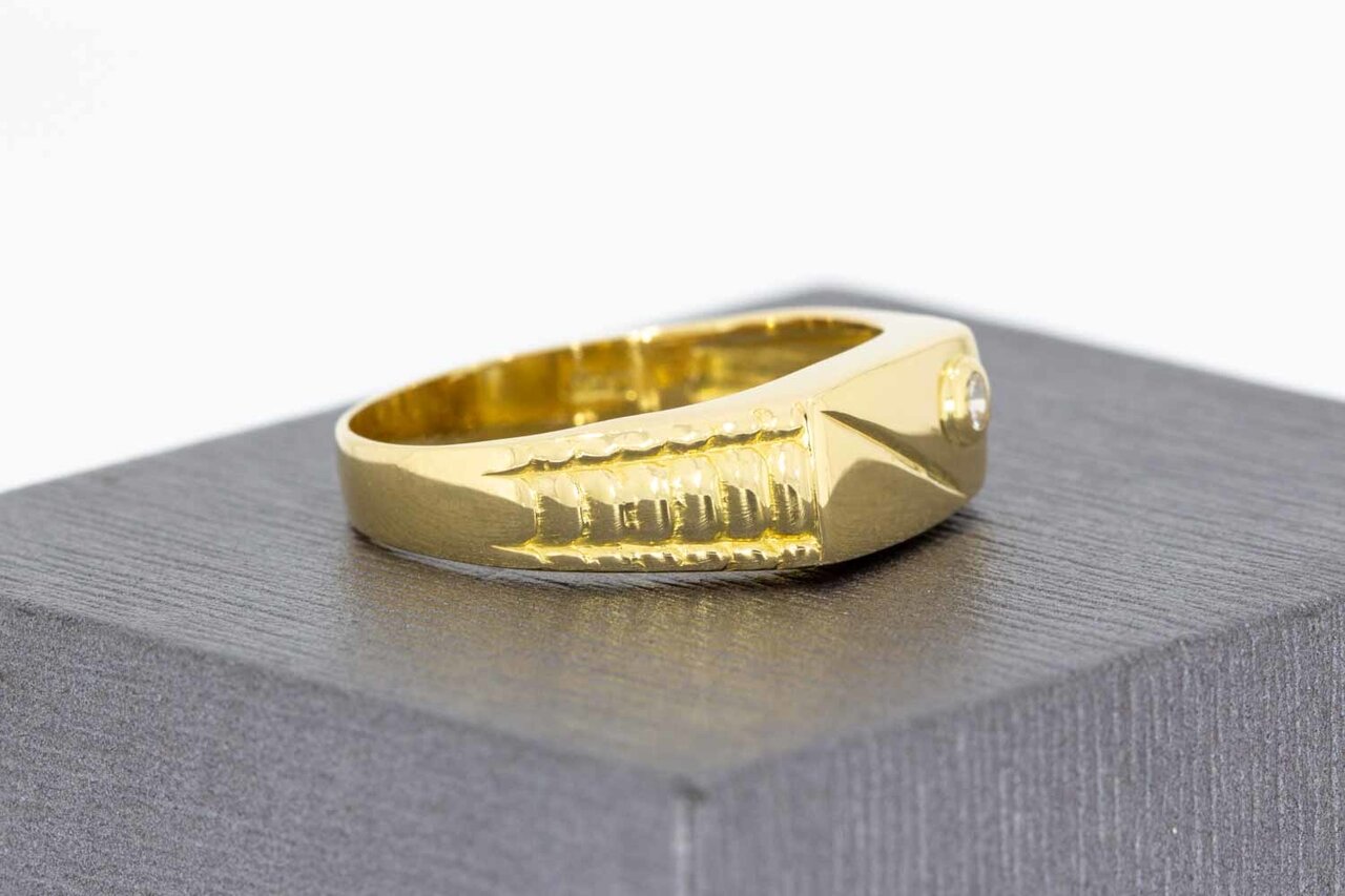 18 Karat Goldene Statement Ring mit Zirkonia - 18,9 mm