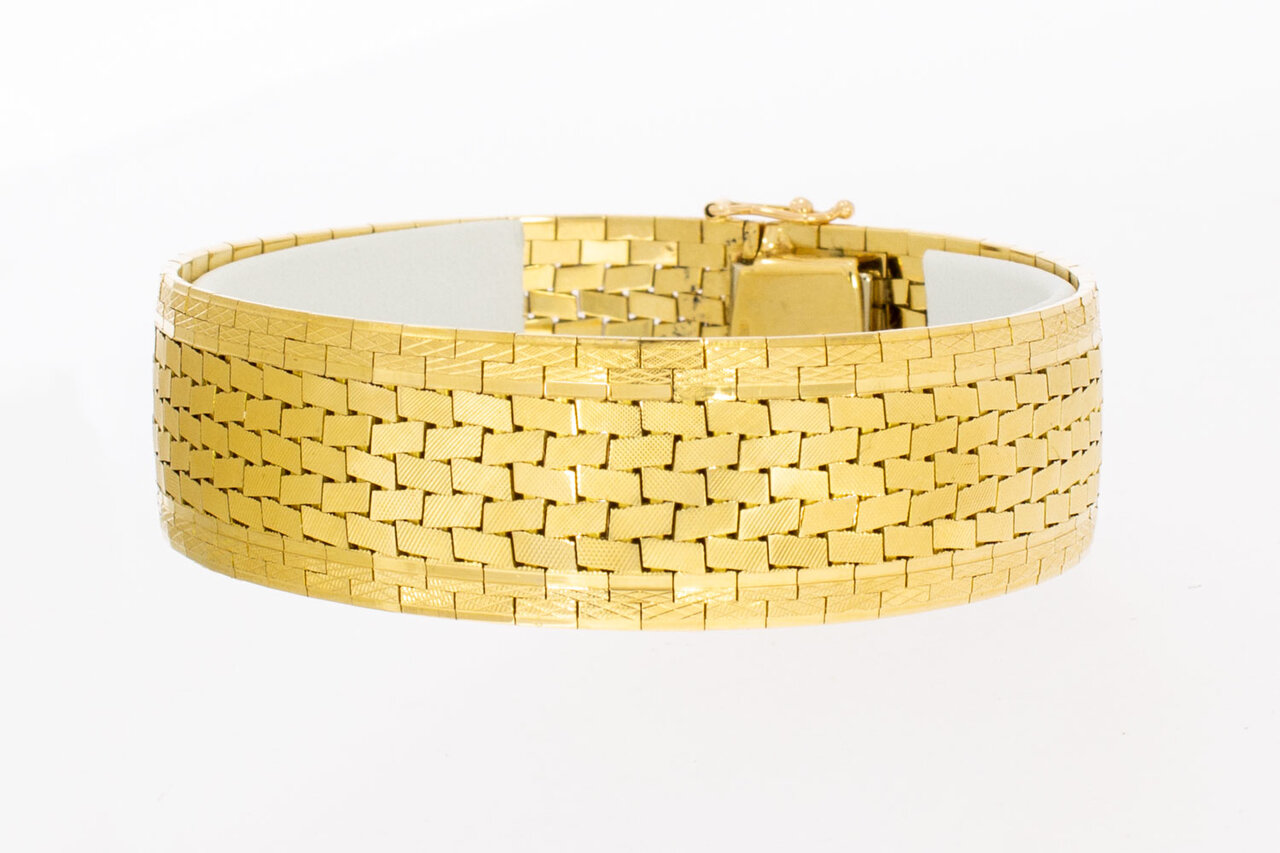 18 Karat Gold breites Vintage Armband - 19,2 cm