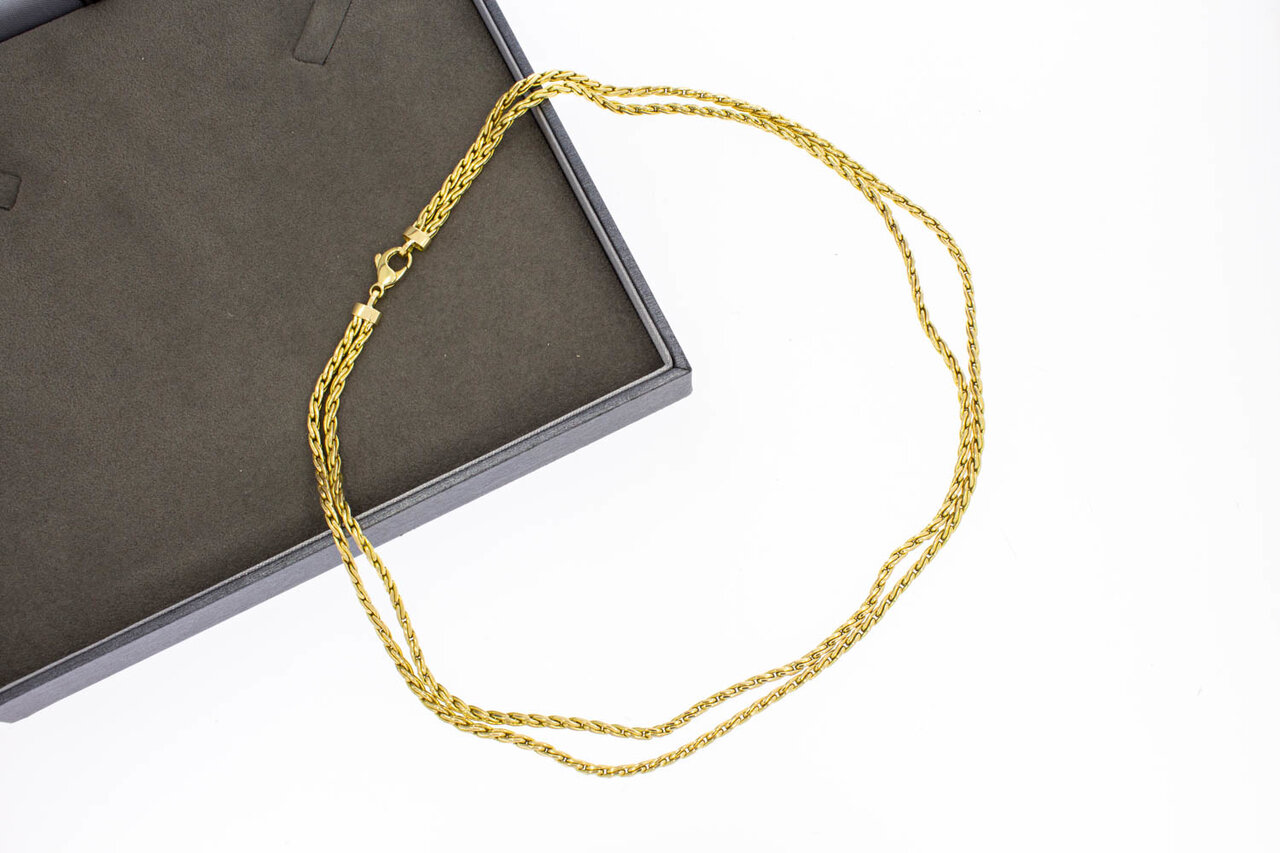 18 Karat Gold Doppelfuchsschwanz Halskette - 45,5 cm