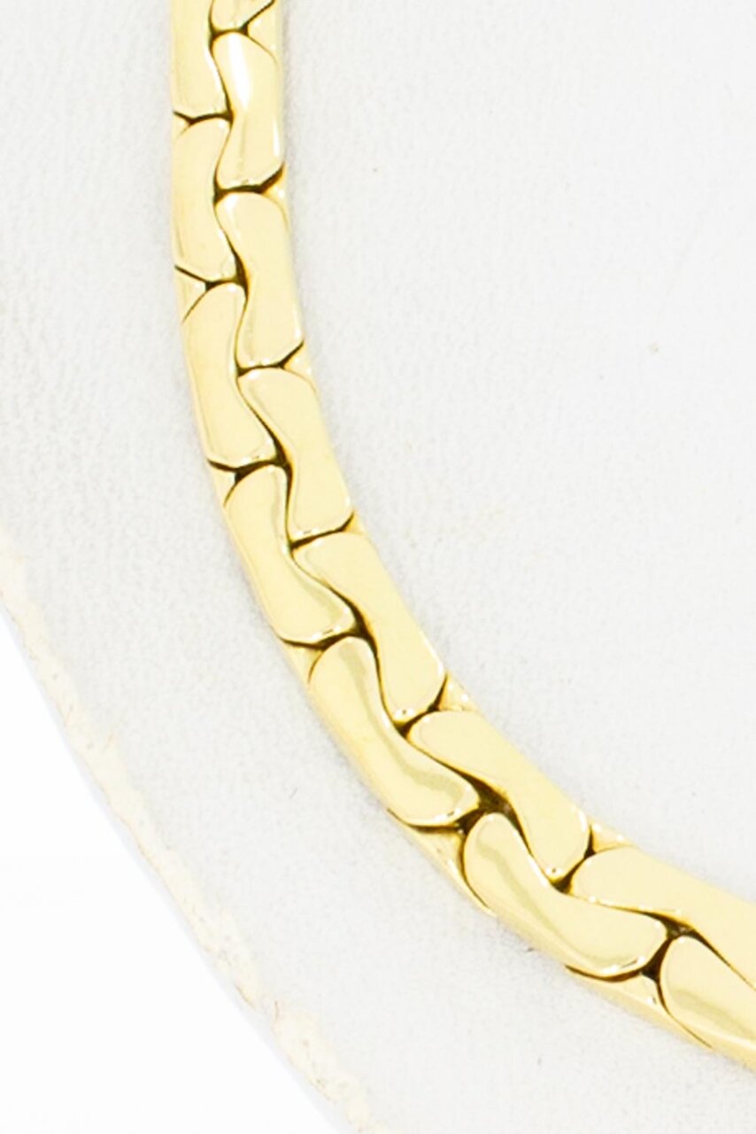 Flache aufsteigende Fantasy Halskette 18 Karat Gold - 43 cm