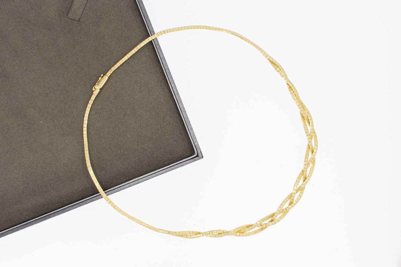 14 Karat Gold geflochtene Omega Halskette - 44 cm