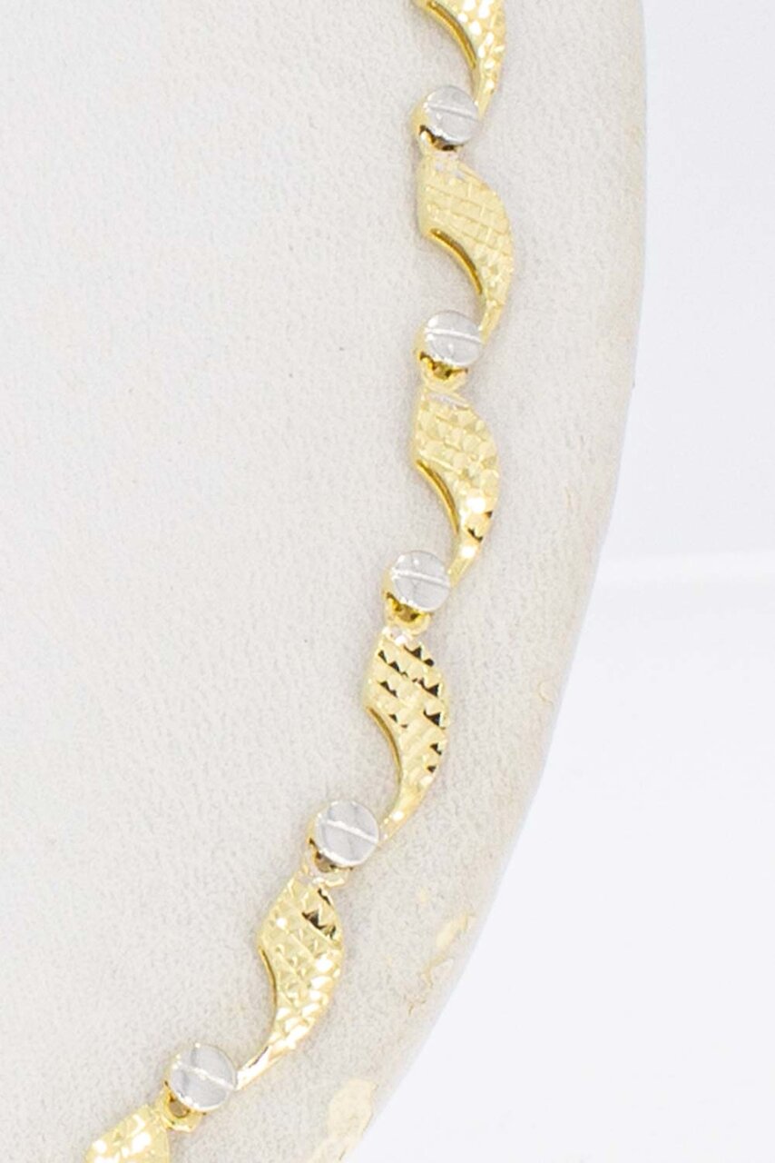 14 Karat Goldene  zweifarbig Fantasy Halskette - 45,5 cm
