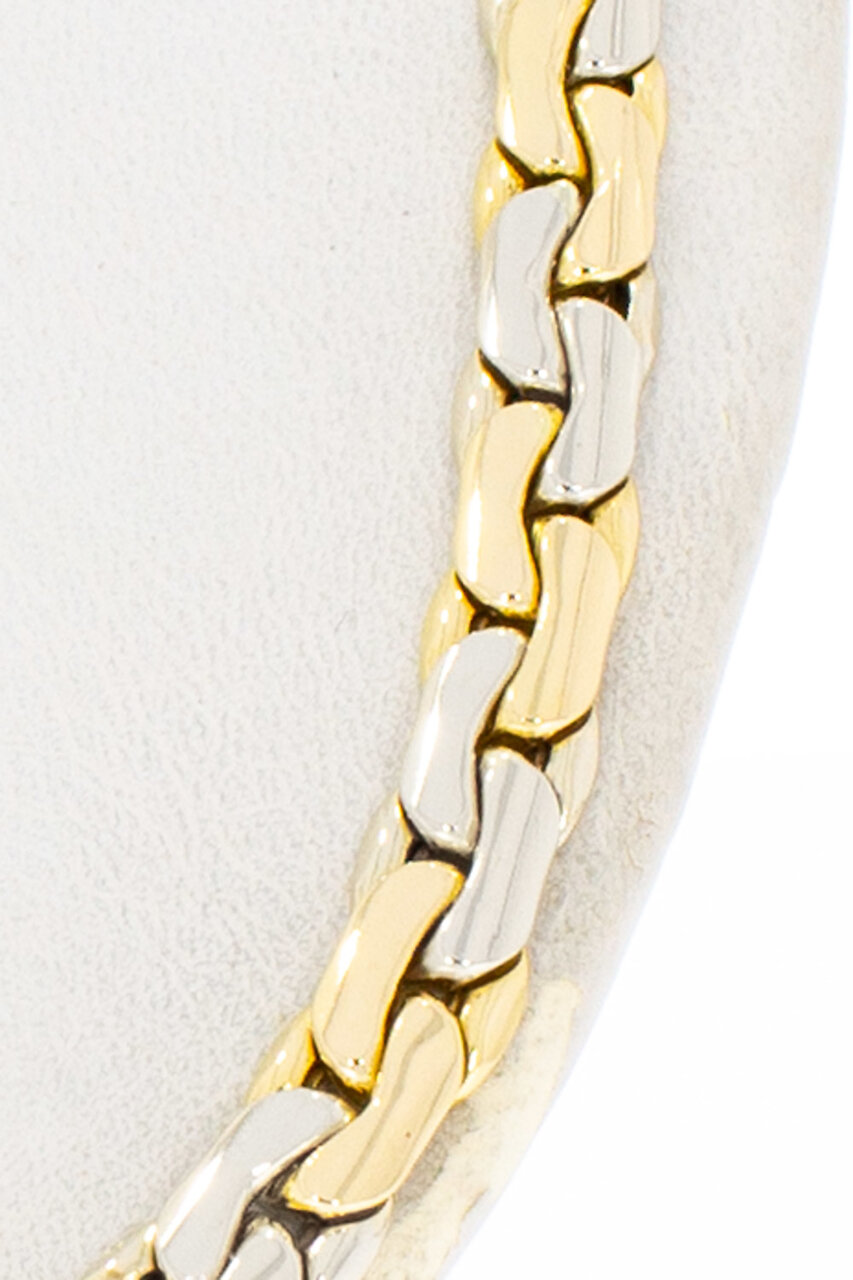 18 Karat bicolor Goldkette mit flachen Gliedern - 45,1 cm
