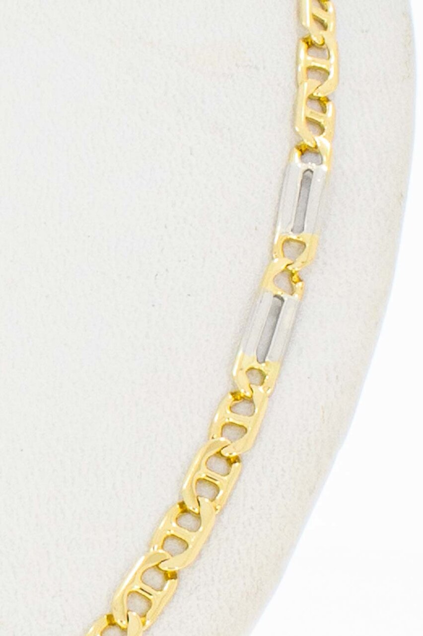 Bicolor 14 Karat  Anker Goldkette - 55,8 cm