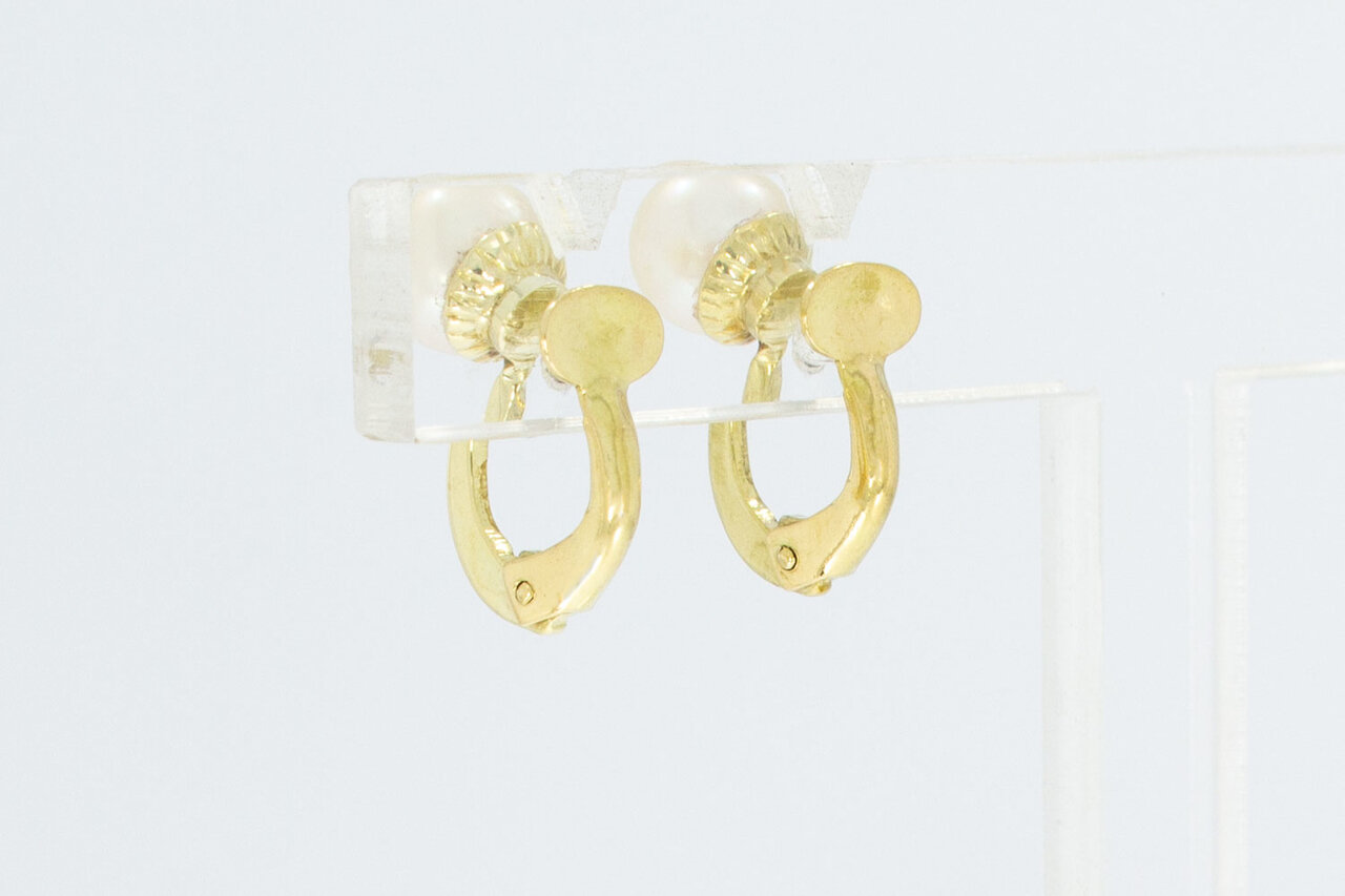 14 Karat gelb Gold Vintage Perlen Ohrhänger