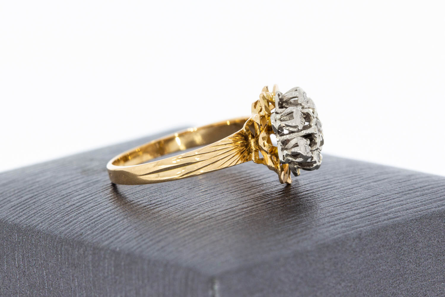 Vintage Ring mit Diamant 18 Karat Gold - 17,5 mm