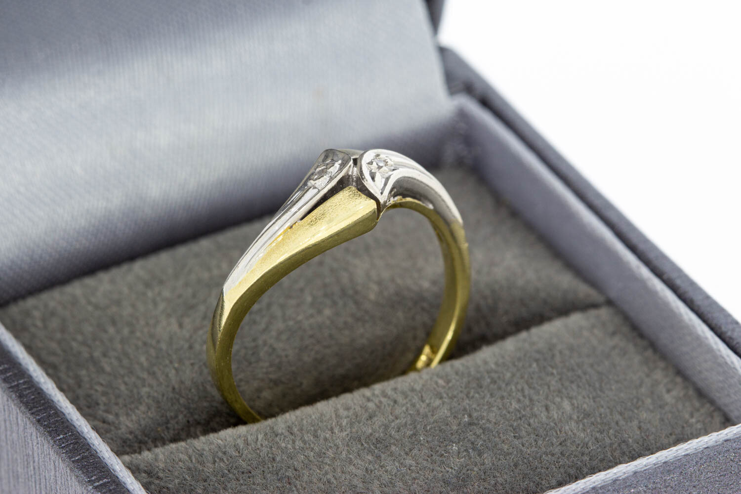 14 Karat Gold Diamant geschwungene Ring - 17,4 mm