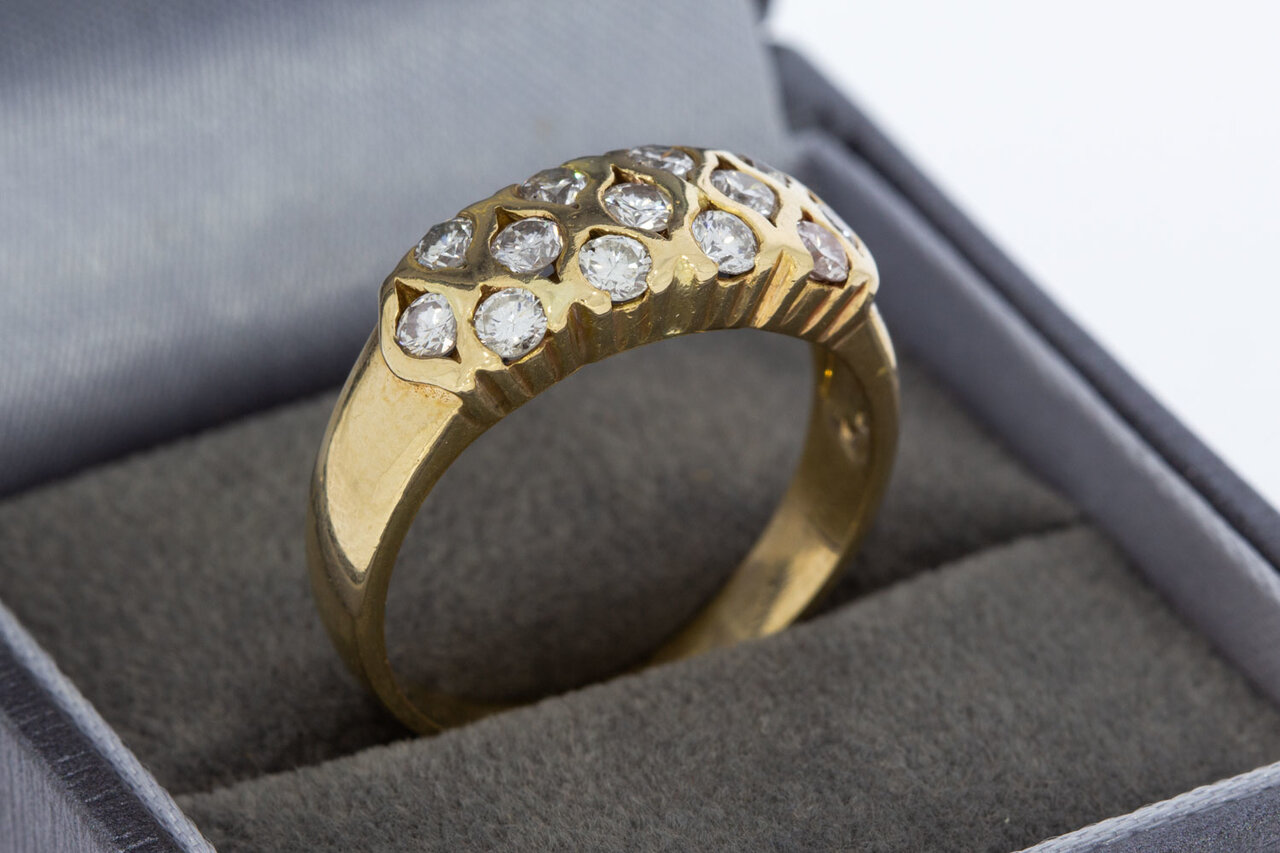 14 Karat Goldbandring mit Diamant - 19,3 mm