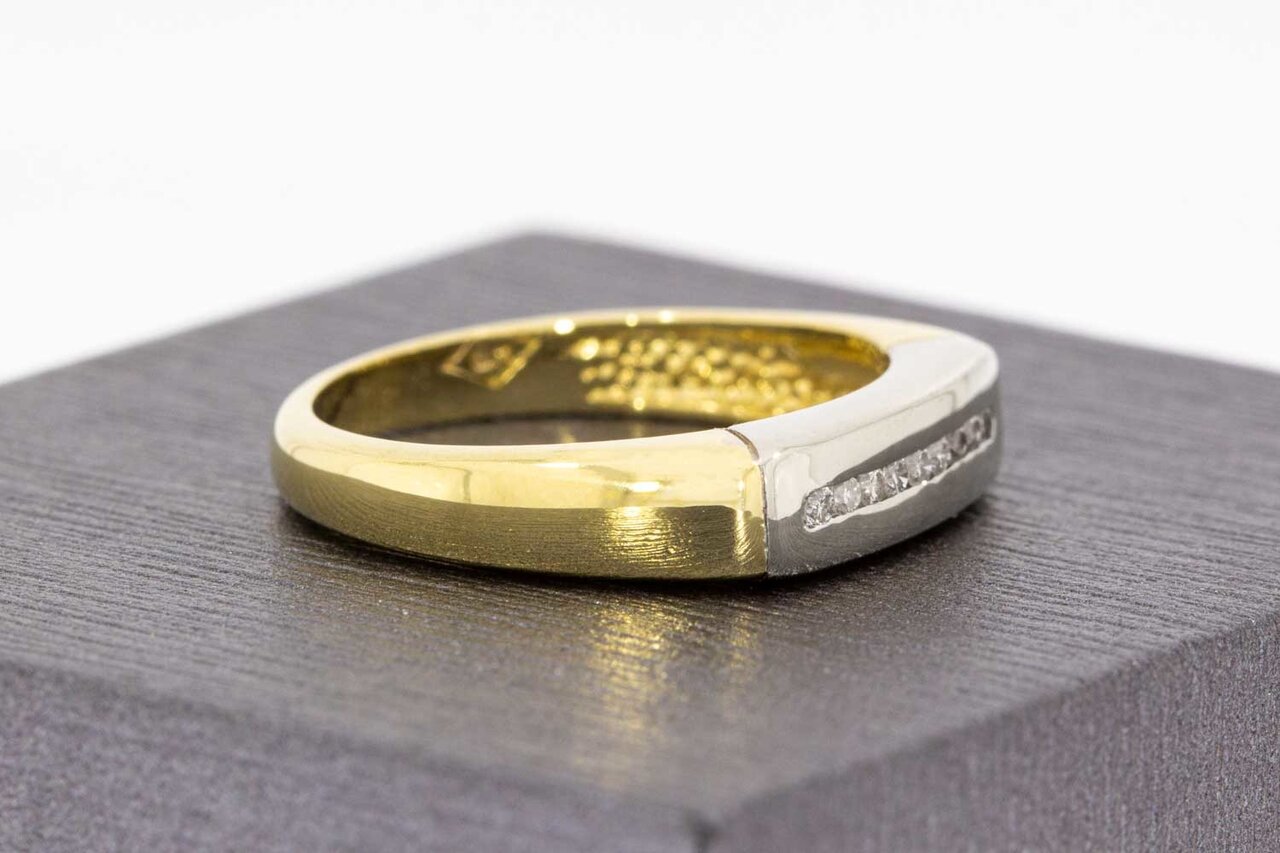 14 Karat Goldene Vorsteckring mit Diamant  - 17,9 mm