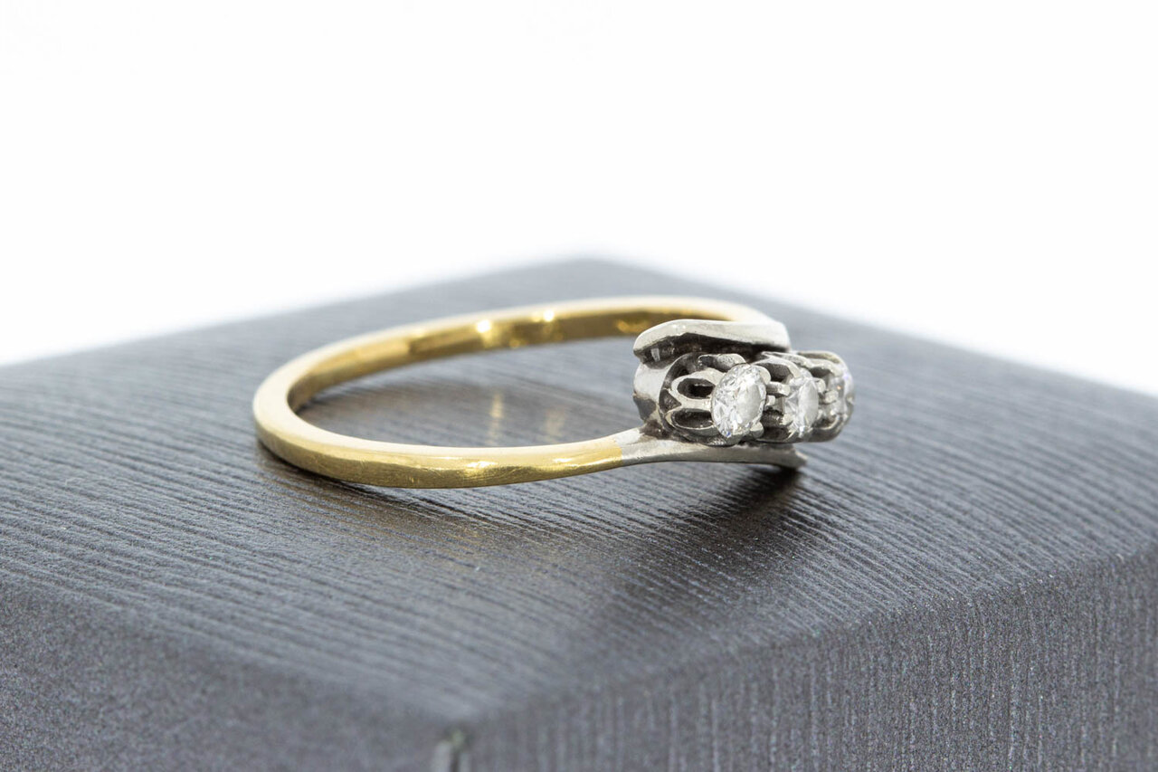 14 Karat Gold geschwungene Diamant Ring - 16,5 mm