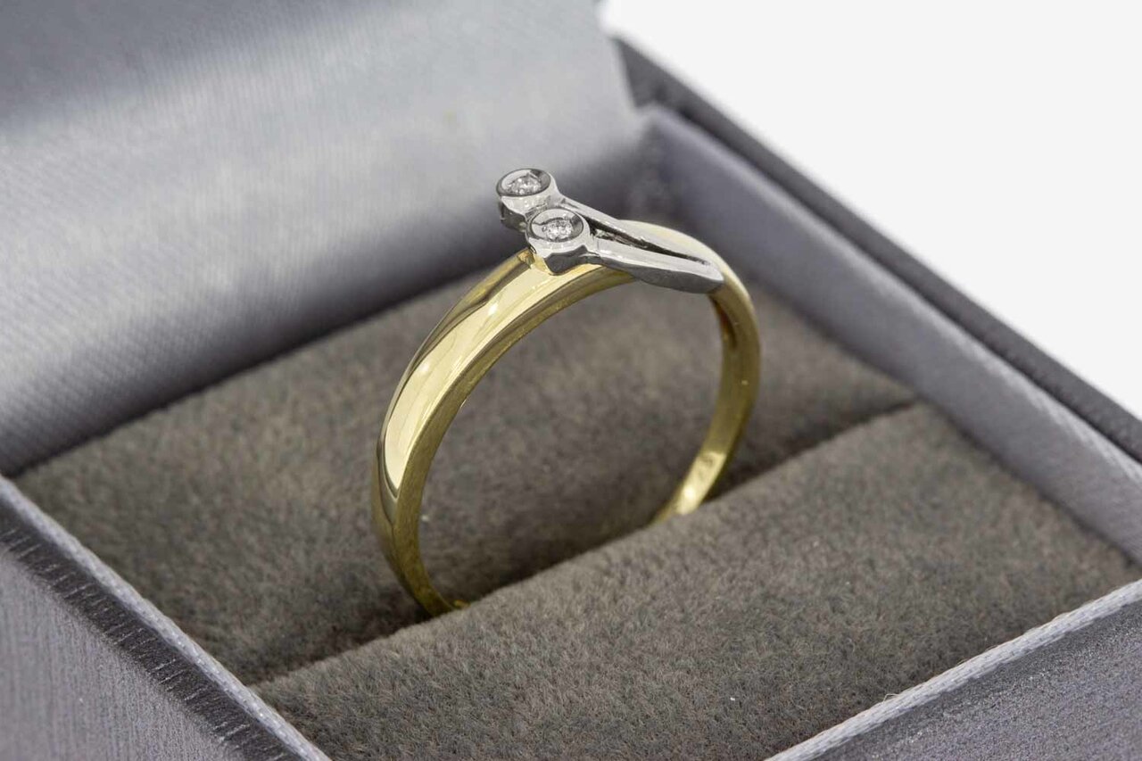 14 Karat Gold geschwungene Ring mit Diamant - 17,9 mm
