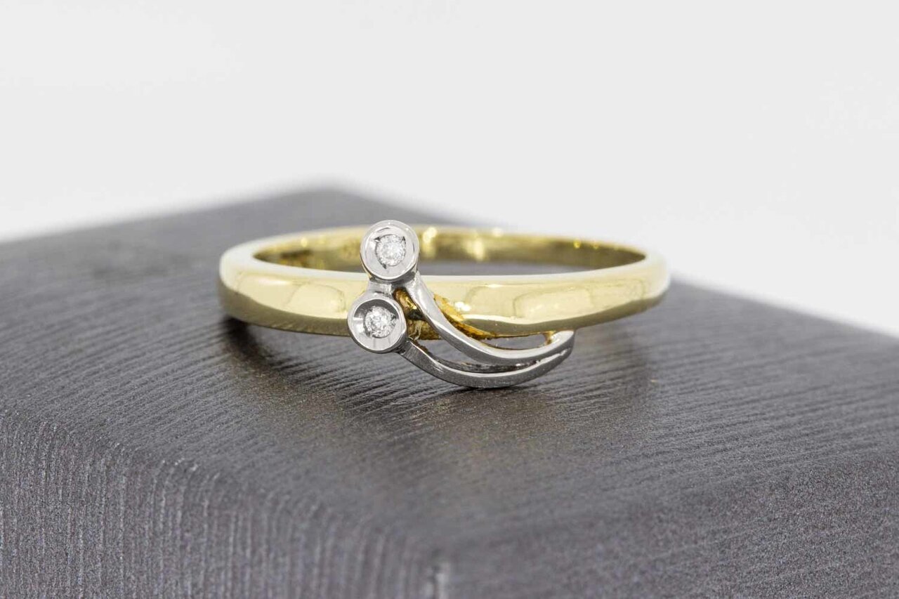 14 Karat Gold geschwungene Ring mit Diamant - 17,9 mm
