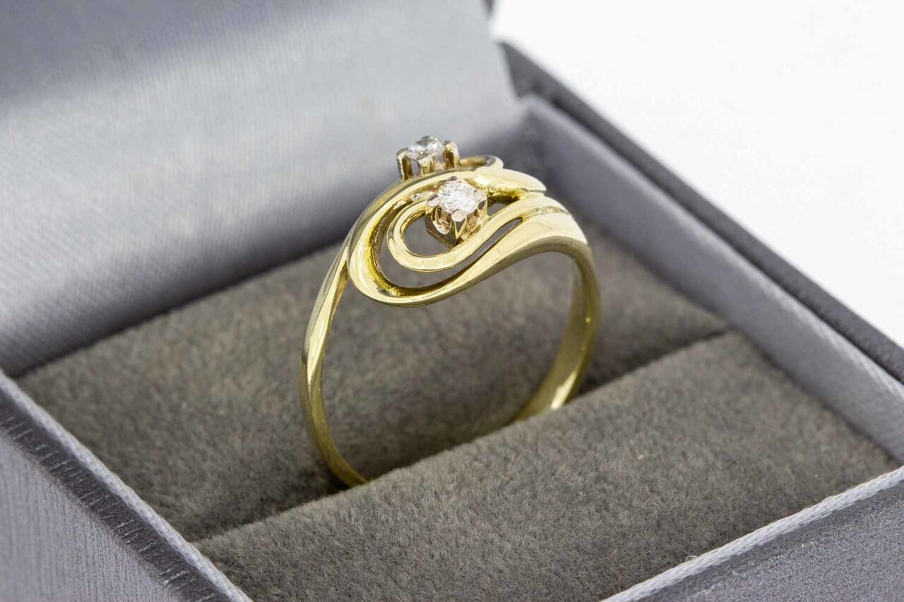 Fantasy geschwungene Diamant Ring 585 Gold - 17,1 mm