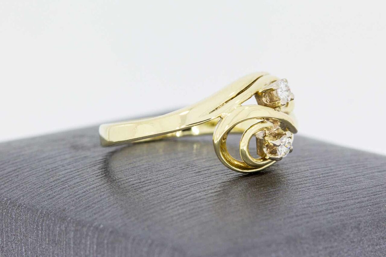 Fantasy geschwungene Diamant Ring 585 Gold - 17,1 mm