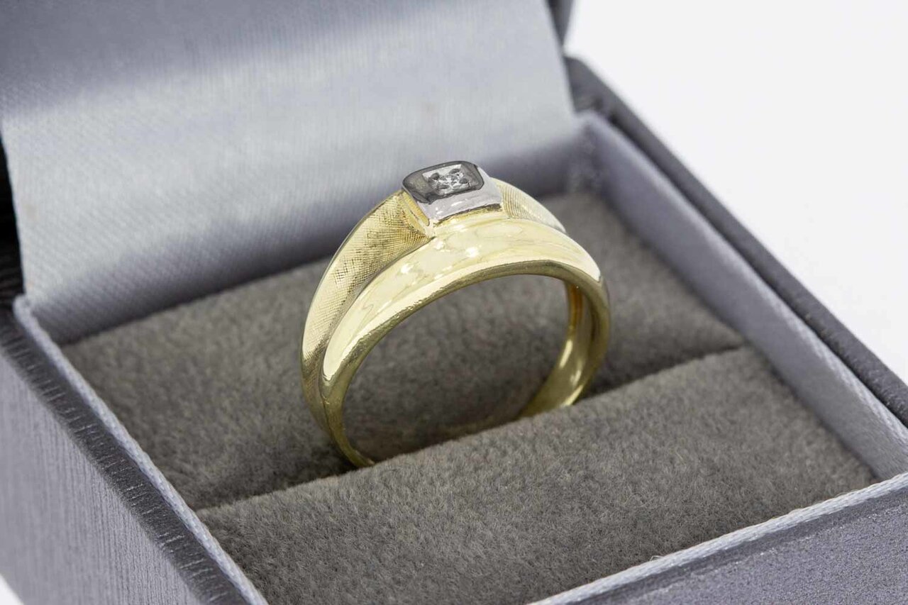 14 Karat Goldener Pinky Diamant Ring - 17 mm