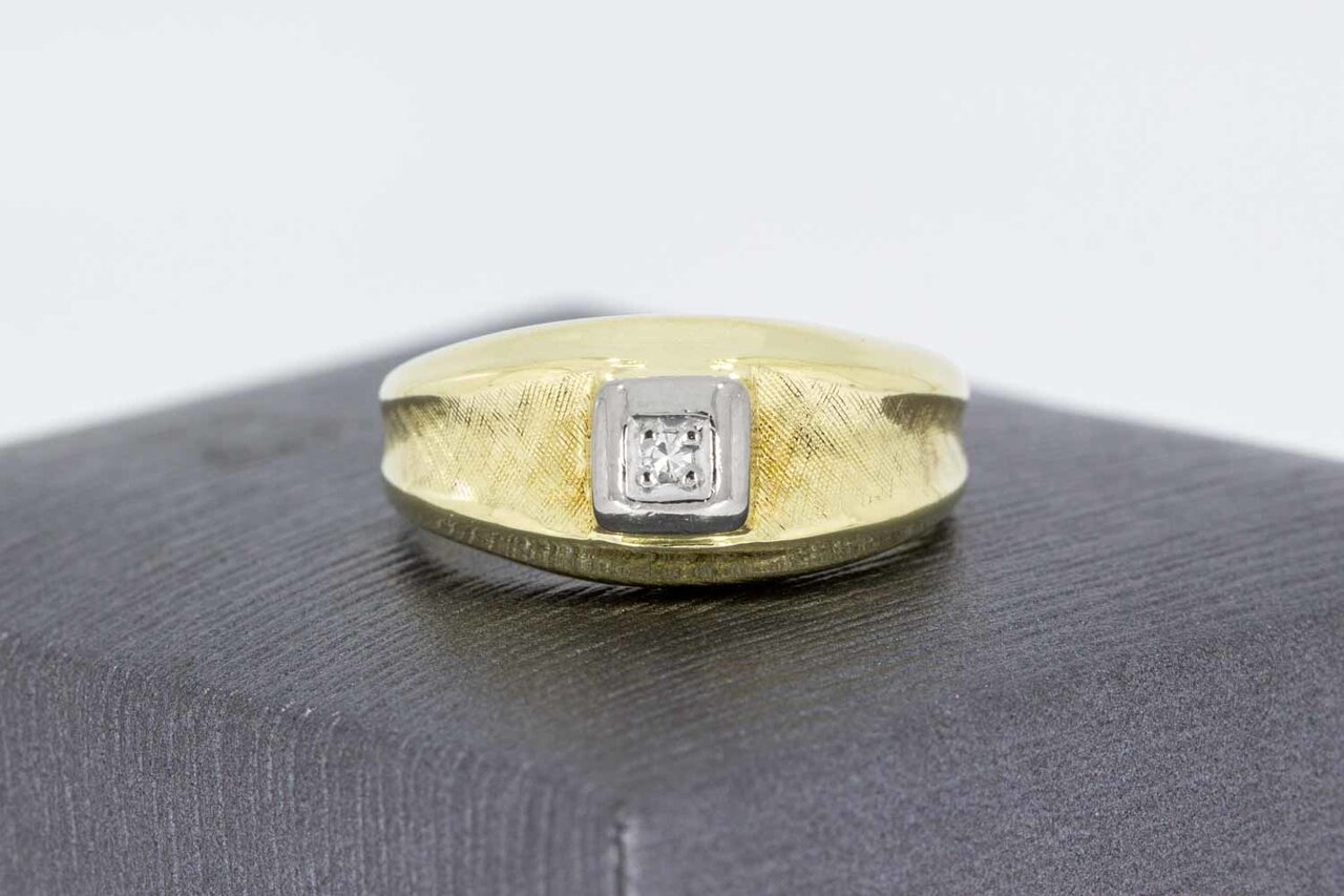 14 Karat Goldener Pinky Diamant Ring - 17 mm