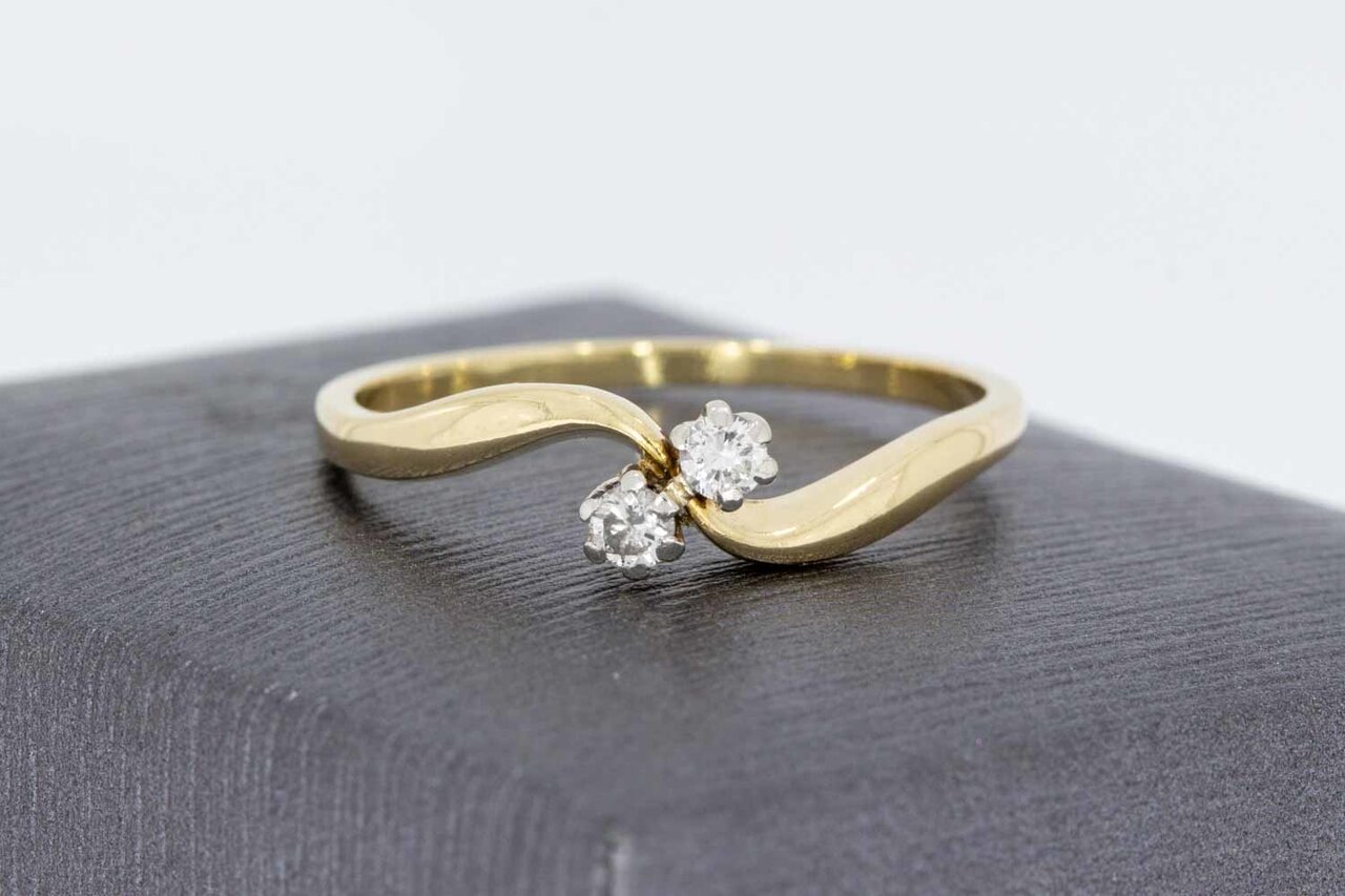 14 Karat Gold geschwungene Diamant Ring - 20,1 mm