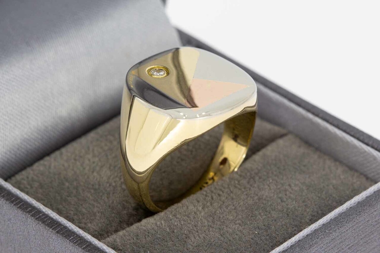 14 Karat Gold Diamant Siegelring - 18,6 mm
