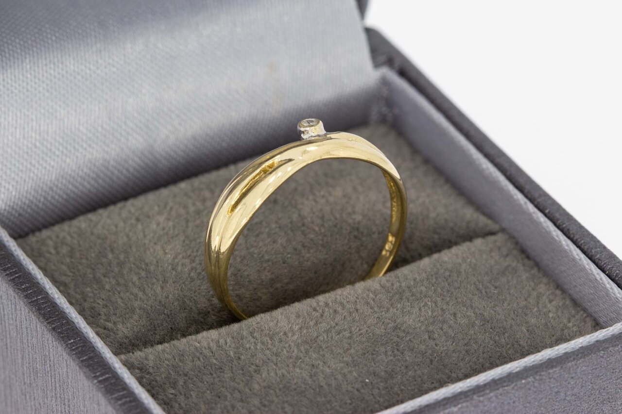 14 Karat Gold  geschwungene Diamant Ring - 17,2 mm