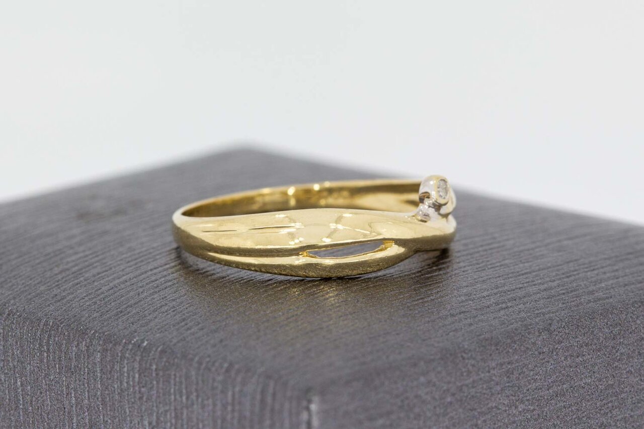 14 Karat Gold  geschwungene Diamant Ring - 17,2 mm