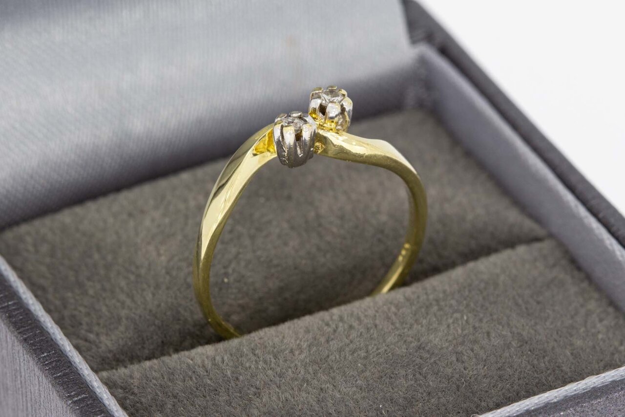 14 Karat Gold geschwungene Diamant Ring - 16,6 mm