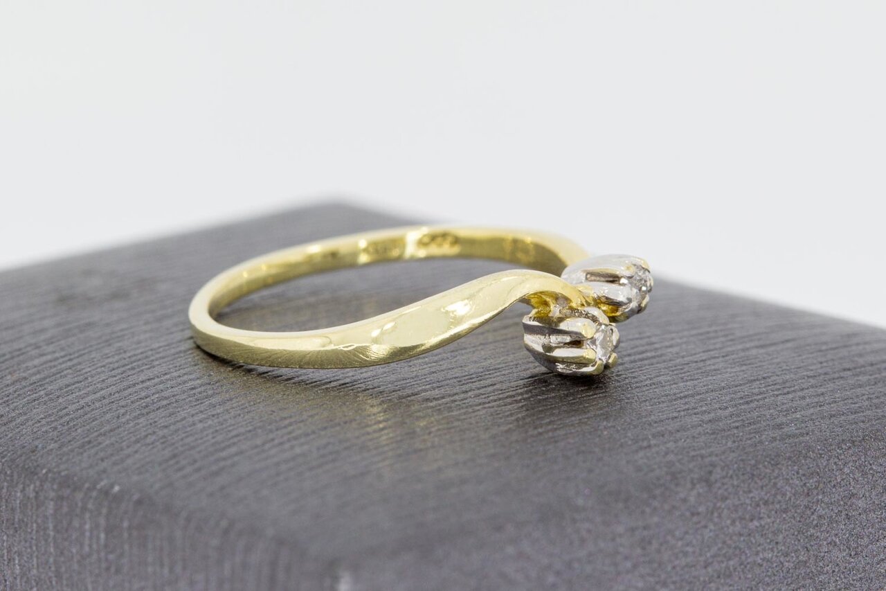 14 Karat Gold geschwungene Diamant Ring - 16,6 mm