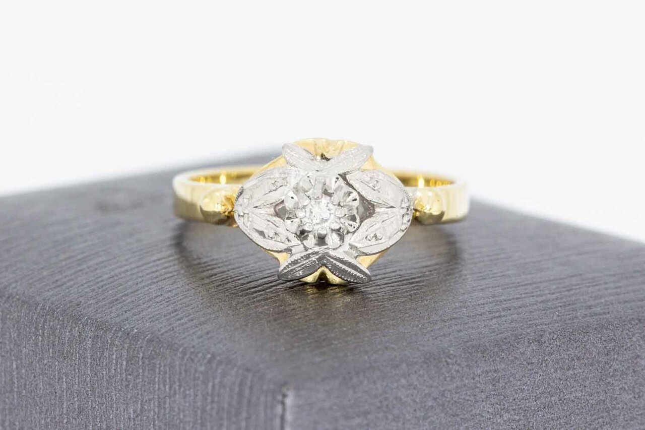 Vintage Diamant Ring 14 Karat Gold - 18 mm