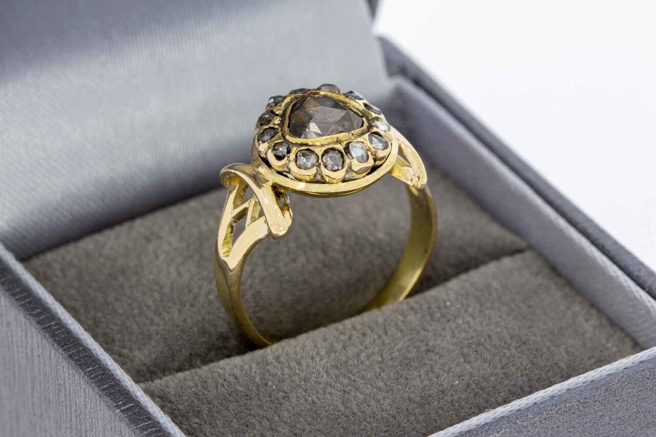 14 Karat Goldene Marquis Diamant Ring - 17.3 mm