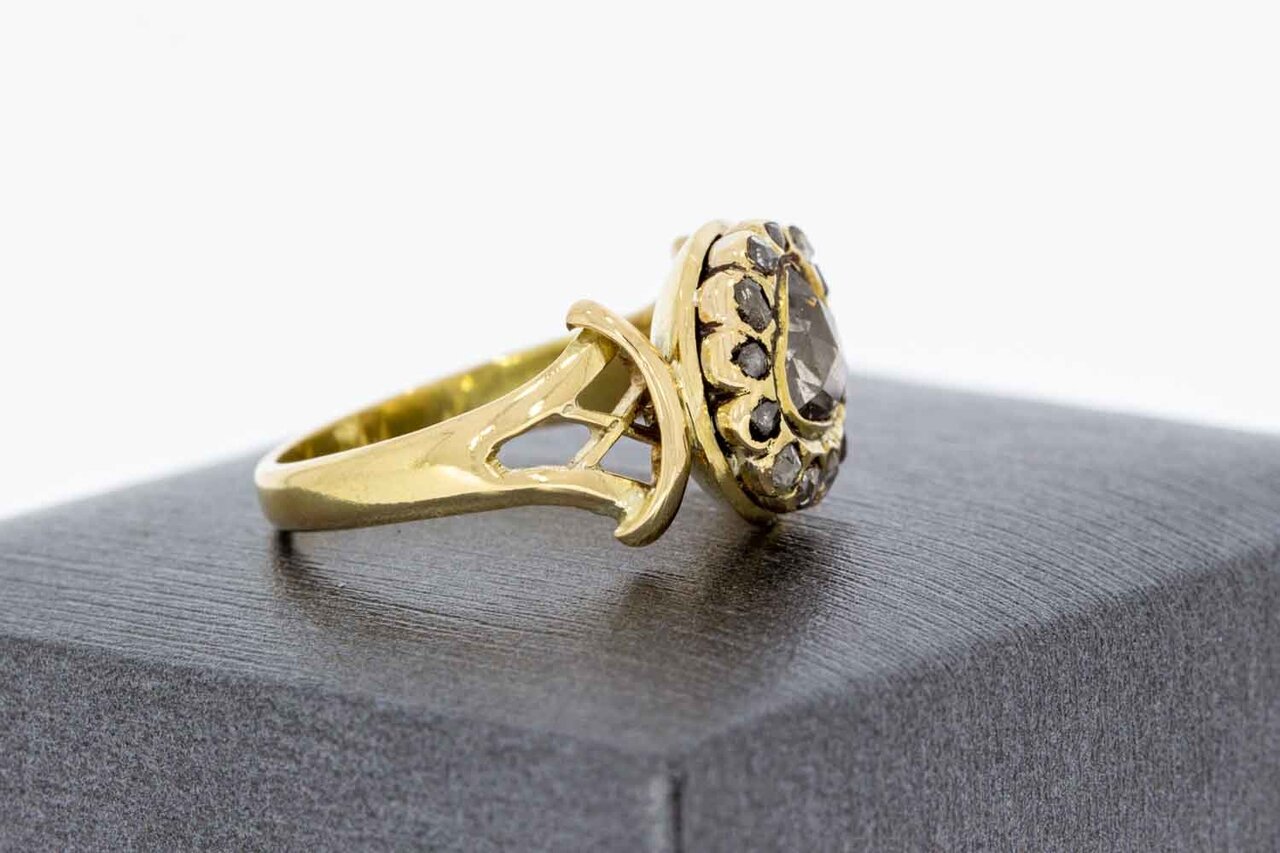 14 Karat Goldene Marquis Diamant Ring - 17.3 mm
