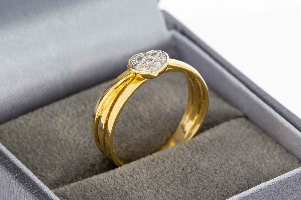 18 Karat goldene Fantasy Diamant Ring - 17 mm