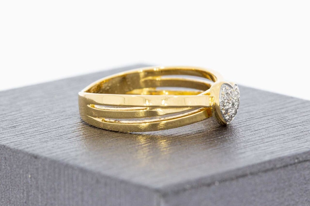 18 Karat goldene Fantasy Diamant Ring - 17 mm