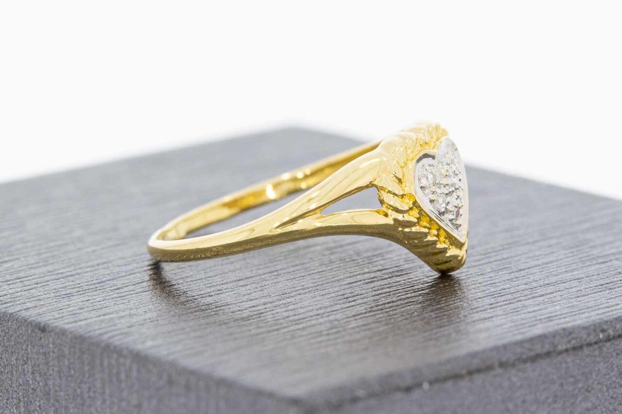 18 Karat goldene Fantasy Diamant Ring - 17,1 mm
