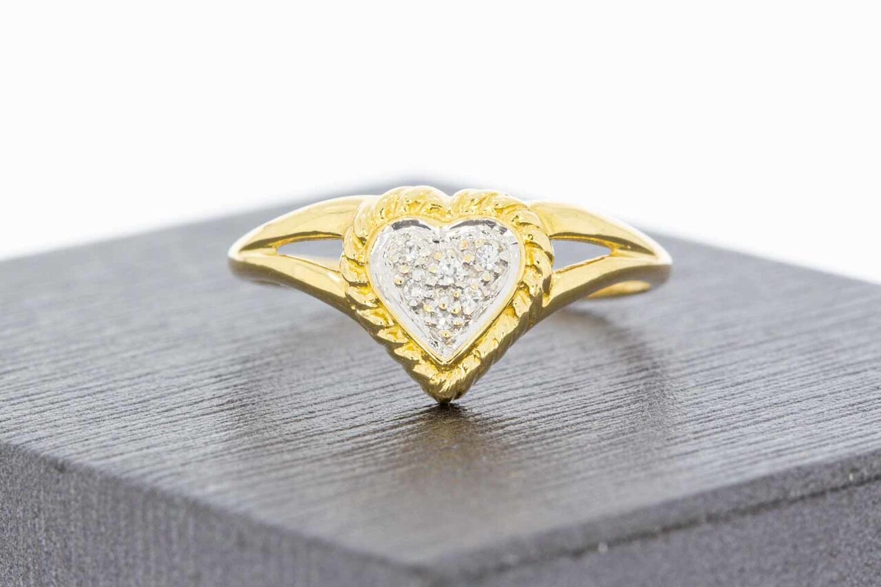 18 Karat goldene Fantasy Diamant Ring - 17,1 mm